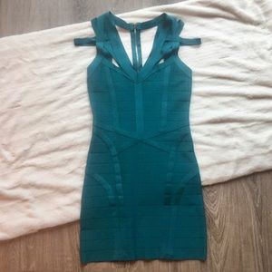 Bebe Deep Lake Strappy Bodycon Dress